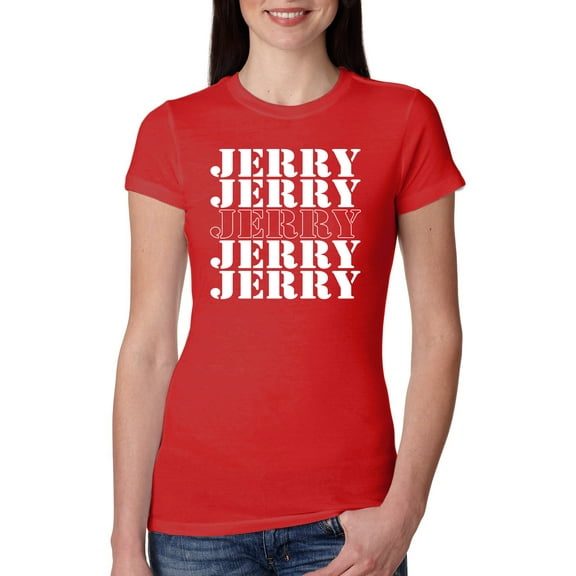 Wild Bobby Jerry Springer 90's TV Talk Show Host Jerry Jerry Chant Famous People Womens Slim Fit Junior Tee, Red, Large