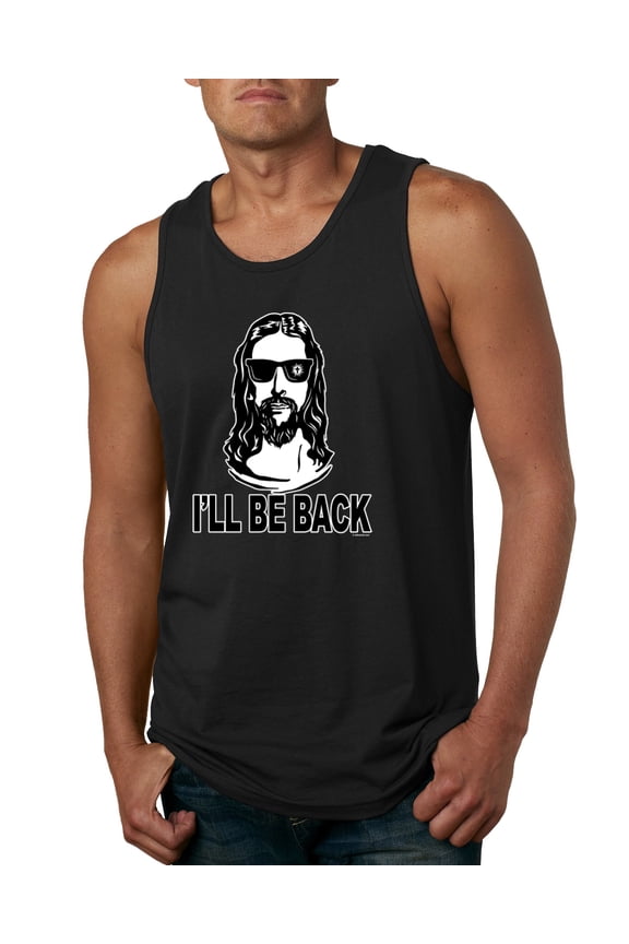 Jesus: Ill Be Back Inspirational/Christian Men Graphic Tank Top, Black, Medium