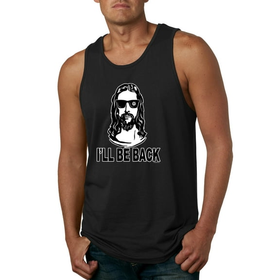 Wild Bobby Jesus: Ill Be Back Inspirational/Christian Men Graphic Tank Top, Black, Small