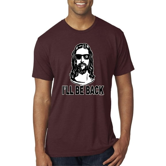 Wild Bobby Jesus: Ill Be Back Inspirational/Christian Men Premium Tri Blend Tee, Cardinal, Small