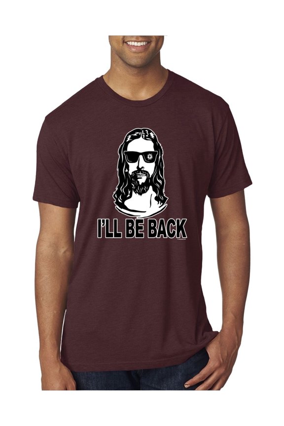 Jesus: Ill Be Back Inspirational/Christian Men Premium Tri Blend Tee, Cardinal, Small