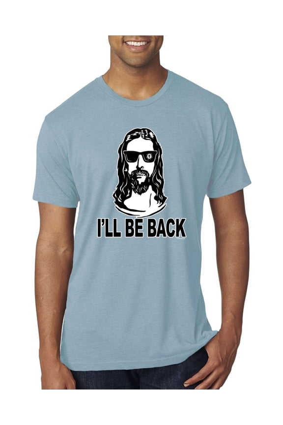 Jesus: Ill Be Back Inspirational/Christian Men Premium Tri Blend Tee, Denim, XX-Large