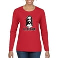 thumbnail image 1 of Wild Bobby Jesus: Ill Be Back Inspirational/Christian Women Graphic Long Sleeve Tee, Red, Large, 1 of 5
