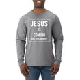 thumbnail image 1 of Wild Bobby Jesus Is Coming Are You Ready? Inspirational/Christian Men Long Sleeve Shirt, Heather Grey, XX-Large, 1 of 5