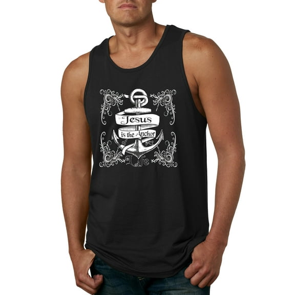 Wild Bobby, Jesus Is The Anchor Of My Life, Inspirational/Christian, Men Graphic Tank Top, Black, Small