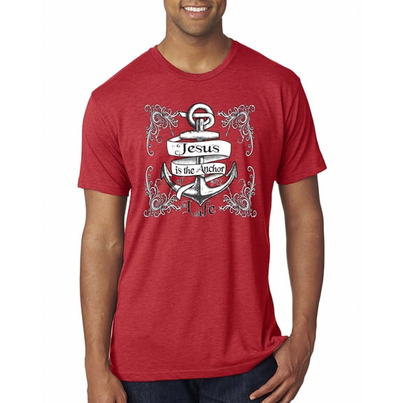 Wild Bobby, Jesus Is The Anchor Of My Life, Inspirational/Christian, Men Premium Tri Blend Tee, Vintage Red, X-Large