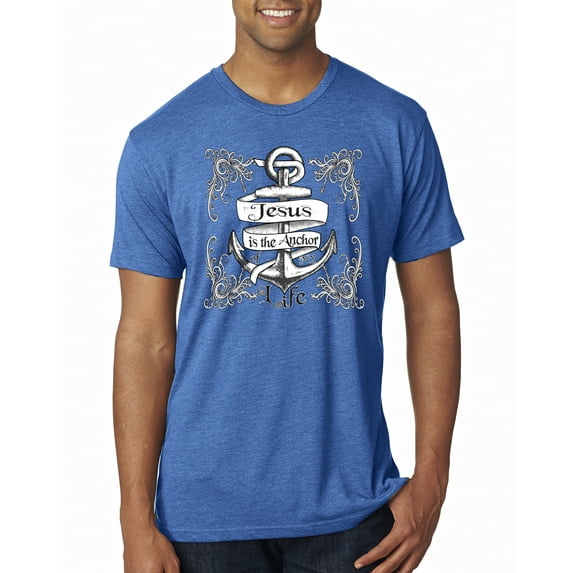 Wild Bobby, Jesus Is The Anchor Of My Life, Inspirational/Christian, Men Premium Tri Blend Tee, Vintage Royal, Medium