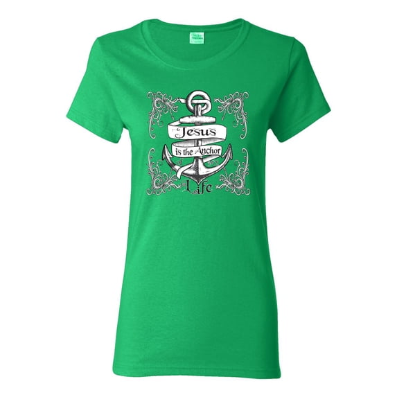 Wild Bobby, Jesus Is The Anchor Of My Life, Inspirational/Christian, Women Graphic Tee, Kelly, Large