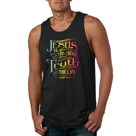 Wild Bobby, Jesus Is The Way John 14:6 Bible Verse, Inspirational/Christian, Men Graphic Tank Top, Black, Small