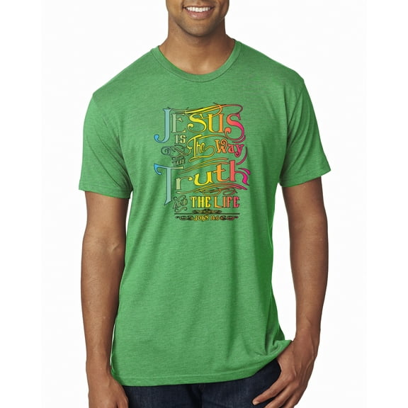 Wild Bobby, Jesus Is The Way John 14:6 Bible Verse, Inspirational/Christian, Men Premium Tri Blend Tee, Envy, Small