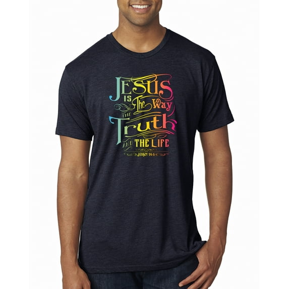 Wild Bobby, Jesus Is The Way John 14:6 Bible Verse, Inspirational/Christian, Men Premium Tri Blend Tee, Vintage Navy, Large