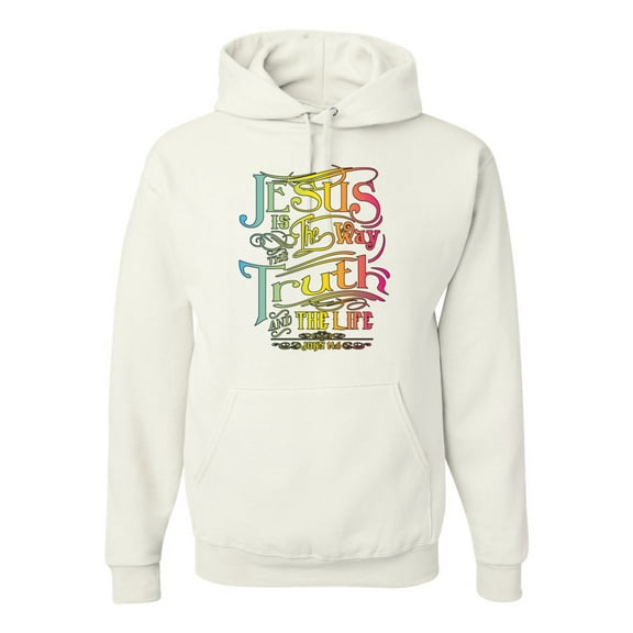 Wild Bobby, Jesus Is The Way John 14:6 Bible Verse Inspirational/Christian Unisex Graphic Hoodie Sweatshirt, White, Small