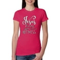 thumbnail image 1 of Jesus Love This Hot Mess Inspirational/Christian Womens Slim Fit Junior Tee, Raspberry, Large, 1 of 2