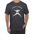 thumbnail image 1 of Wild Bobby, Jesus Saves Baseball Pitcher Reliever, Inspirational/Christian, Men's Graphic Tees, Charcoal, Large, 1 of 3