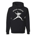 thumbnail image 1 of Wild Bobby, Jesus Saves Baseball Pitcher Reliever, Inspirational/Christian, Unisex Graphic Hoodie Sweatshirt, Black, Small, 1 of 3