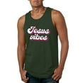 thumbnail image 1 of Wild Bobby, Jesus Vibes Inspirational/Christian Men Graphic Tank Top, Forest Green, Medium, 1 of 6