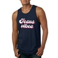 thumbnail image 1 of Wild Bobby, Jesus Vibes Inspirational/Christian Men Graphic Tank Top, Navy, X-Large, 1 of 6