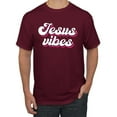 thumbnail image 1 of Wild Bobby Jesus Vibes Inspirational/Christian Men Graphic Tee, Maroon, 3X-Large, 1 of 6