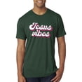 thumbnail image 1 of Wild Bobby, Jesus Vibes Inspirational/Christian Men Premium Tri Blend Tee, Forest Green, Large, 1 of 6
