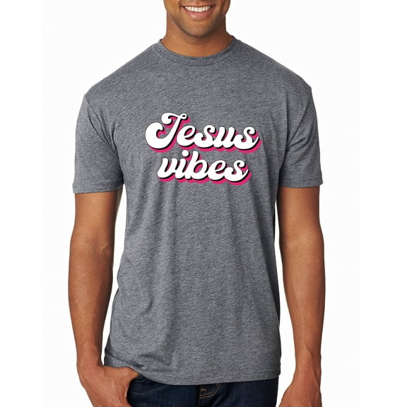 Wild Bobby, Jesus Vibes Inspirational/Christian Men Premium Tri Blend Tee, Premium Heather, X-Large