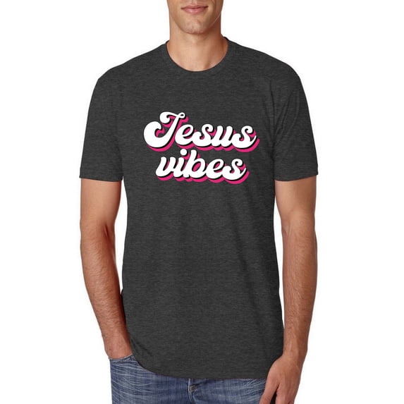 Wild Bobby, Jesus Vibes Inspirational/Christian Men Premium Tri Blend Tee, Vintage Black, Small