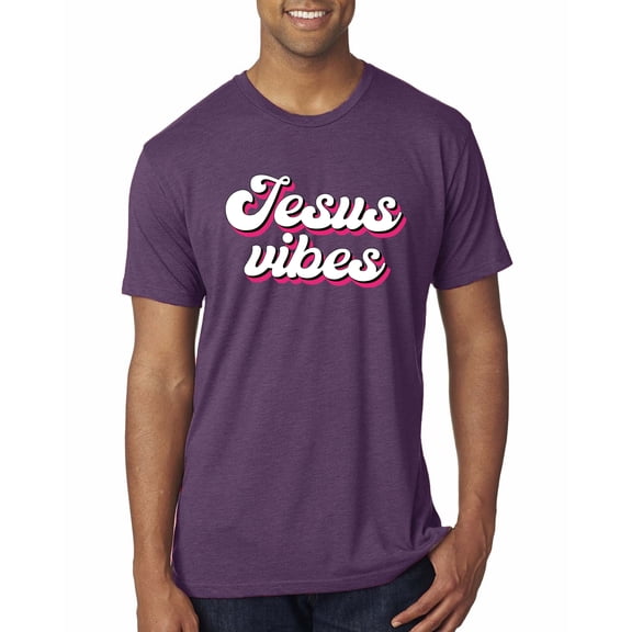 Wild Bobby, Jesus Vibes Inspirational/Christian Men Premium Tri Blend Tee, Vintage Purple, Medium