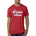 thumbnail image 1 of Wild Bobby, Jesus Vibes Inspirational/Christian Men Premium Tri Blend Tee, Vintage Red, X-Large, 1 of 6