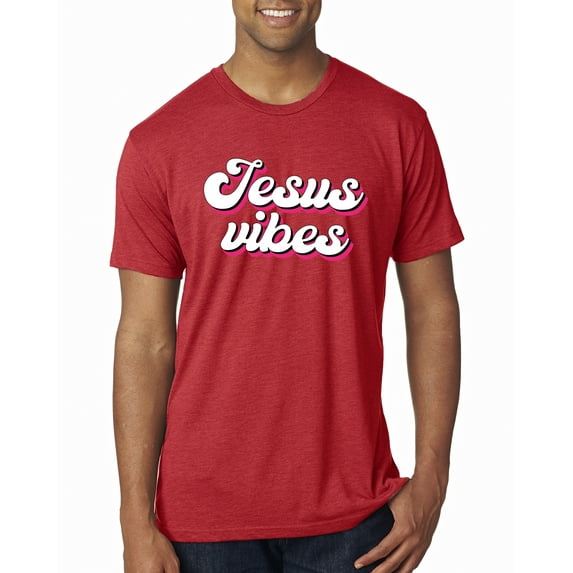 Wild Bobby, Jesus Vibes Inspirational/Christian Men Premium Tri Blend Tee, Vintage Red, X-Large