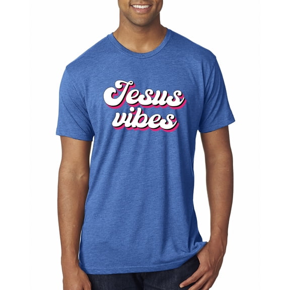 Wild Bobby, Jesus Vibes Inspirational/Christian Men Premium Tri Blend Tee, Vintage Royal, X-Large
