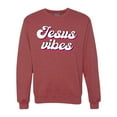 thumbnail image 1 of Wild Bobby, Jesus Vibes Inspirational/Christian Unisex Crewneck Graphic Sweatshirt, Vintage Heather Red, Large, 1 of 6