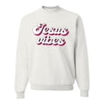 thumbnail image 1 of Wild Bobby, Jesus Vibes Inspirational/Christian Unisex Crewneck Graphic Sweatshirt, White, Large, 1 of 6