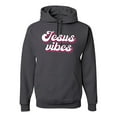 thumbnail image 1 of Wild Bobby, Jesus Vibes Inspirational/Christian Unisex Graphic Hoodie Sweatshirt, Charcoal, Small, 1 of 6
