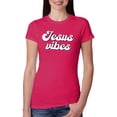 thumbnail image 1 of Wild Bobby Jesus Vibes Inspirational/Christian Women Slim Fit Junior Tee, Raspberry, Small, 1 of 6
