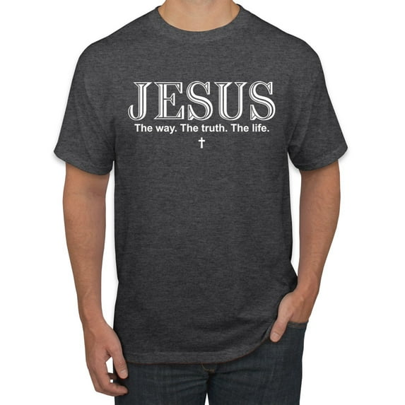 Wild Bobby Jesus the Way. The Truth. The Life Inspirational/Christian Men Graphic Tee, Heather Black, 3X-Large