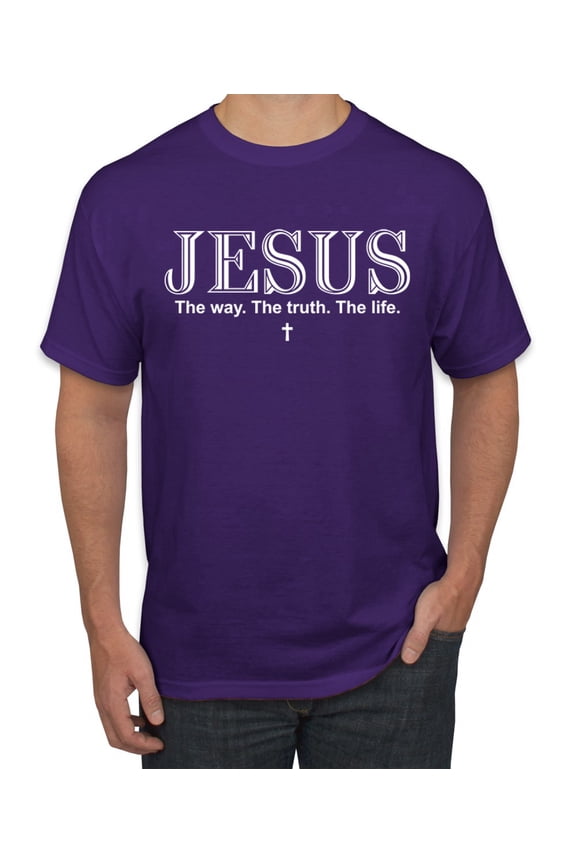 Jesus the Way. The Truth. The Life Inspirational/Christian Men Graphic Tee, Purple, XX-Large
