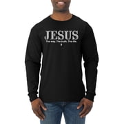 Wild Bobby Jesus the Way. The Truth. The Life Inspirational/Christian Men Long Sleeve Shirt, Black, Small