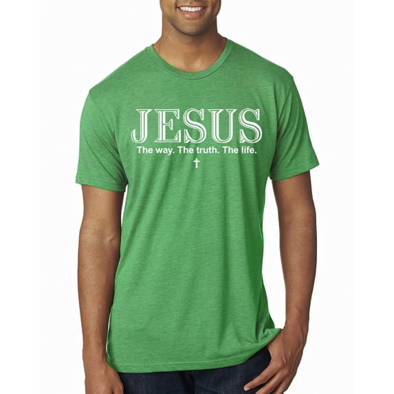Wild Bobby, Jesus the Way. The Truth. The Life Inspirational/Christian Men Premium Tri Blend Tee, Envy, Small