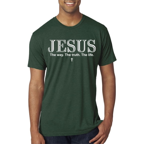 Wild Bobby Jesus the Way. The Truth. The Life Inspirational/Christian Men Premium Tri Blend Tee, Forest Green, X-Large