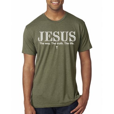 Wild Bobby Jesus the Way. The Truth. The Life Inspirational/Christian Men Premium Tri Blend Tee, Military Green, Small