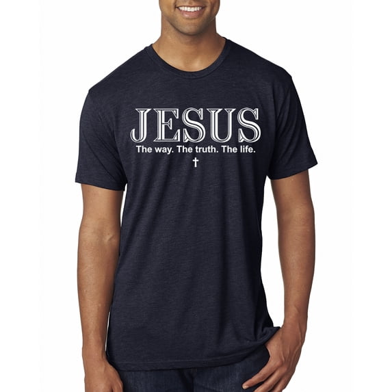 Wild Bobby Jesus the Way. The Truth. The Life Inspirational/Christian Men Premium Tri Blend Tee, Vintage Navy, Small