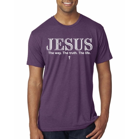 Wild Bobby Jesus the Way. The Truth. The Life Inspirational/Christian Men Premium Tri Blend Tee, Vintage Purple, Medium