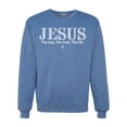 thumbnail image 1 of Wild Bobby Jesus the Way. The Truth. The Life Inspirational/Christian Unisex Crewneck Graphic Sweatshirt, Vintage Heather Blue, X-Large, 1 of 5