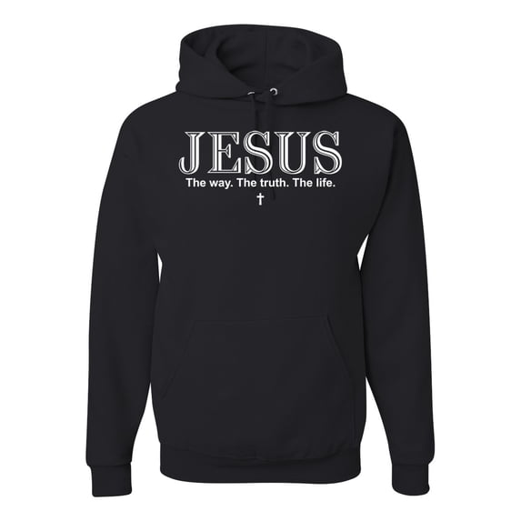 Wild Bobby Jesus the Way. The Truth. The Life Inspirational/Christian Unisex Graphic Hoodie Sweatshirt, Black, Large