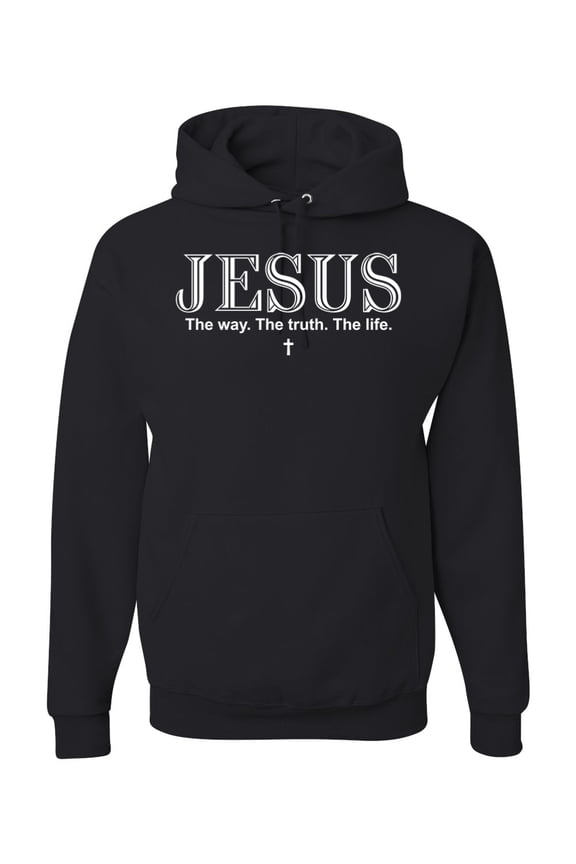 Jesus the Way. The Truth. The Life Inspirational/Christian Unisex Graphic Hoodie Sweatshirt, Black, Medium