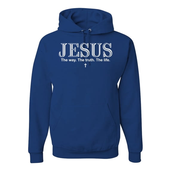 Wild Bobby Jesus the Way. The Truth. The Life Inspirational/Christian Unisex Graphic Hoodie Sweatshirt, Royal, 3X-Large