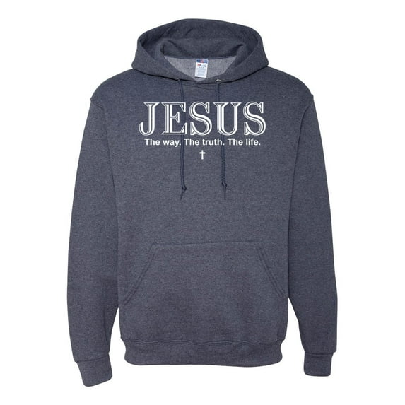 Wild Bobby Jesus the Way. The Truth. The Life Inspirational/Christian Unisex Graphic Hoodie Sweatshirt, Vintage Heather Navy, XX-Large