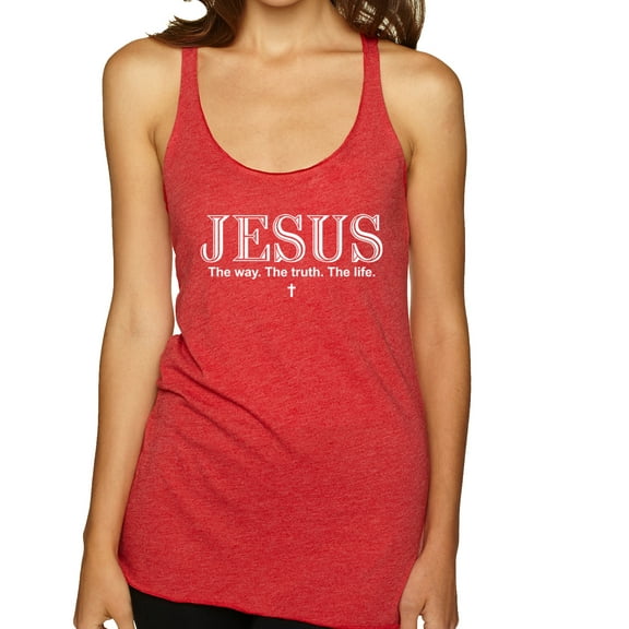 Wild Bobby Jesus the Way. The Truth. The Life Inspirational/Christian Women Tri-Blend Racerback Tank Top, Vintage Red, Medium