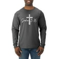 thumbnail image 1 of Wild Bobby John 3:16 Cross Inspirational/Christian Men Long Sleeve Shirt, Heather Black, XX-Large, 1 of 5