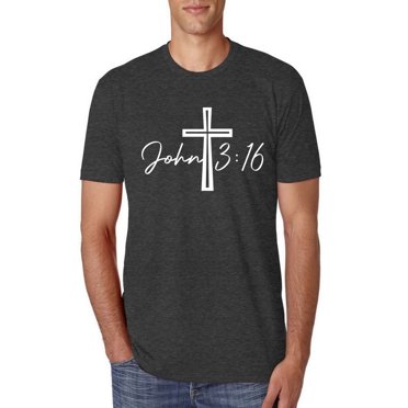 Wild Bobby John 3:16 Cross Inspirational/Christian Men Premium Tri Blend Tee, Vintage Black, Large