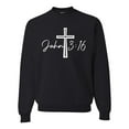 thumbnail image 1 of Wild Bobby John 3:16 Cross Inspirational/Christian Unisex Crewneck Graphic Sweatshirt, Black, XX-Large, 1 of 5